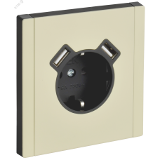FORTE&PIANO Розетка 1-местная с заземлением с защитными шторками винтовое крепление 16А USB A+A 3,1А FP845M металл слоновая кость IEK