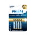 Батарейки Philips LR03M4W/51 ААА алкалиновые 1,5v 4 шт. LR03-4BL Premium (4/48/144/25920)