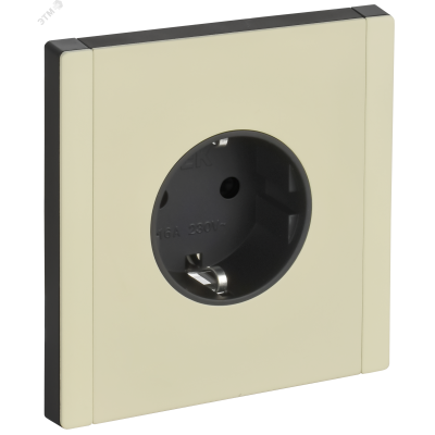 FORTE&PIANO Розетка 1-местная с заземлением без защитных шторок безвинтовое крепление 16А FP814M металл слоновая кость IEK
