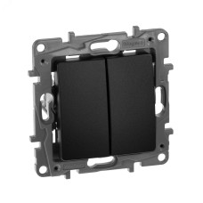 Выключатель 2-клавишный 10А безвинтовое крепление антрацит ETIKA