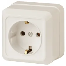 Розетка Intro Quadro 2-202-02 с заземлением 2P+E Schuko, 16А-250В, IP20, ОУ, слоновая кость