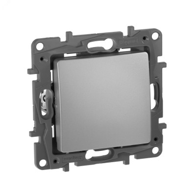 Выключатель 1-клавишный 10А безвинтовое крепление алюминий ETIKA