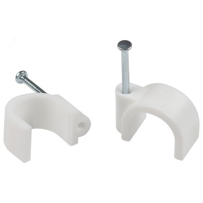 Скоба пластиковая ЭРА NO-224-572 крепежная круглая 10 мм белая (50 шт/уп)