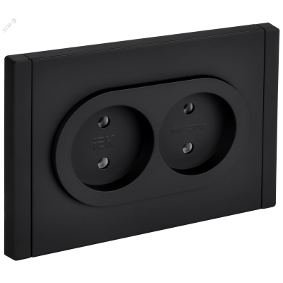 FORTE&PIANO Розетка 2-местная без заземления без защитных шторок безвинтовое крепление 10А FP126M металл черный IEK