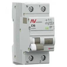 Выключатель автоматический дифференциального тока DVA-6 1P+N 16А (C) 10мА (AC) 6кА AVERES
