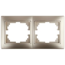 Рамка для розеток и выключателей Intro Plano 1-502-04 на 2 поста горизонтальная, СУ, шампань