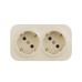 Розетка 2-местная для открытой установки с заземлением с защитными шторками с предварительным подключением 16А слоновая кость QUTEO