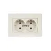 BRITE Розетка двойная с заземлением с защитными шторками 16А в сборе РСш12-3-БрКр бежевый