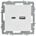 BRITE Розетка USB A+C 18Вт РЮ11-1-БрАБ арктический белый IEK