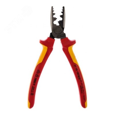 Пресс-клещи для обжима контактных гильз VDE 1000V 9 гнезда 025-160мм (AWG 23-5) L=180мм диэлектрические двухкомпонентные рукоятки