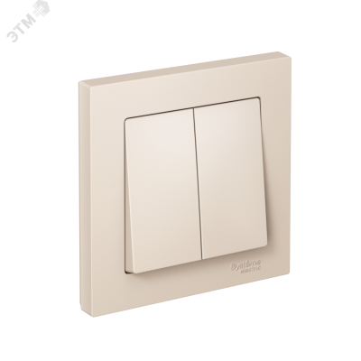 Выключатель двухклавишный ATLASDESIGN схема 5 10АХ в сборе бежевый