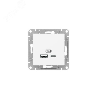 Механизм розетки USB-A+С, белый Эпика EKF