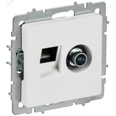 BRITE Розетка двойная TV+RJ45 кат.5E РТВ/РК12-БрАБ арктический белый IEK