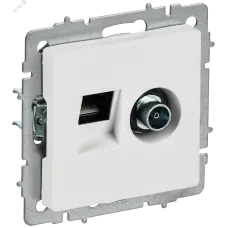 BRITE Розетка двойная TV+RJ45 кат.5E РТВ/РК12-БрАБ арктический белый IEK