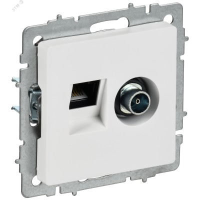 BRITE Розетка двойная TV+RJ45 кат.5E РТВ/РК12-БрАБ арктический белый IEK