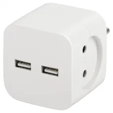 Разветвитель электрический ЭРА SP-2-USB-W на 2 розетки + 2xUSB 2400mA, без заземл 10А (белый)