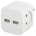 Разветвитель электрический ЭРА SP-2-USB-W на 2 розетки + 2xUSB 2400mA, без заземл 10А (белый)