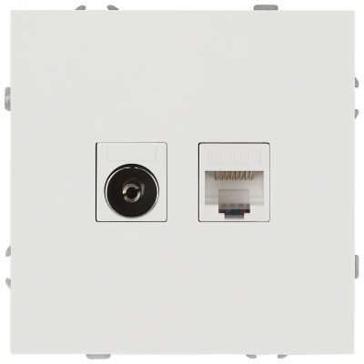 Розетка скрытого монтажа в рамку комбинированная RJ45+TV IP20 белый 15-3110-01 Galaxy