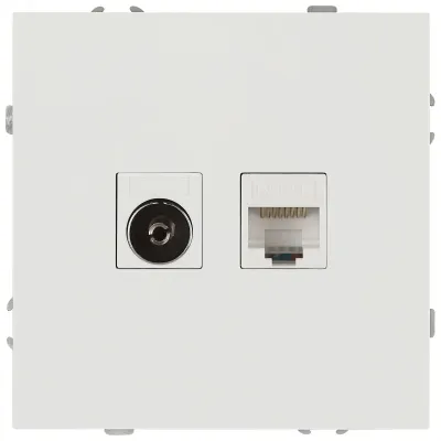 Розетка скрытого монтажа в рамку комбинированная RJ45+TV IP20 белый 15-3110-01 Galaxy