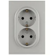 Розетка скрытого монтажа в рамку двойная с заземлением 2X2P+E Schuko со шторками 16А-250В алюминий 16-2105-03 Arktik