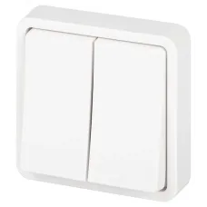 Переключатель ЭРА Эксперт 11-1526-01 двойной IP55, 10АХ-250В, СУ, белый