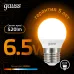 Лампа Gauss Шар 6.5W 520lm 3000K E27 LED 1/10/100