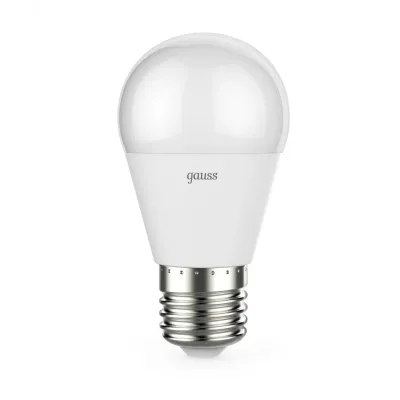 Лампа Gauss Шар 7W 560lm 3000К Е27 диммируемая LED 1/10/100