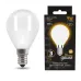 Лампа Gauss Filament Шар 9W 590lm 3000К Е14 milky LED 1/10/50