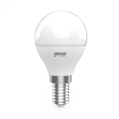 Лампа Gauss Basic Шар 5,5W 525lm 4100K E14  (3 лампы в упаковке) LED 1/40