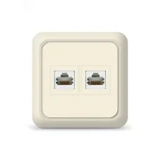 Розетка компьютерная двухместная   Олимп,наружная, 1А, RJ45, бежевая (еврослот)