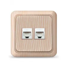 Розетка компьютерная двухместная   Олимп,наружная, 1А, RJ45, сосна (еврослот)