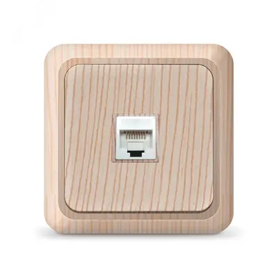 Розетка компьютерная одноместная   Олимп,наружная, 1А, RJ45, сосна (еврослот)