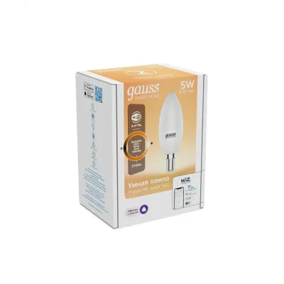 Лампа Gauss Smart Home С37 5W 470lm 2700К Е14 диммируемая LED 1/10/40