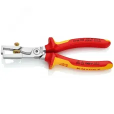 KNIPEX Стриппер для одно-, много- и тонкожильного кабеля, зачистка d 5 мм (10 мм2, AWG 7), с пружиной, L-160 мм, регулировочный винт для настройки, чёрный, 