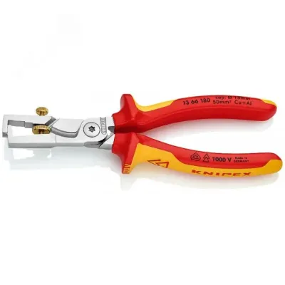 KNIPEX Стриппер для одно-, много- и тонкожильного кабеля, зачистка d 5 мм (10 мм2, AWG 7), с пружиной, L-160 мм, регулировочный винт для настройки, чёрный, 