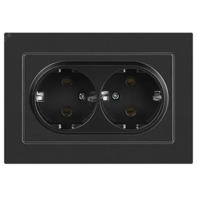 Розетка Intro Accent 6-205-07 , 2X2P+E Schuko, 16А-250В, IP20, СУ, AL/CU, графит