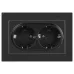 Розетка Intro Accent 6-205-07 , 2X2P+E Schuko, 16А-250В, IP20, СУ, AL/CU, графит