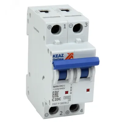 Выключатель автоматический двухполюсный 20А C 6кА DCBM63-2C20-DC-УХЛ3