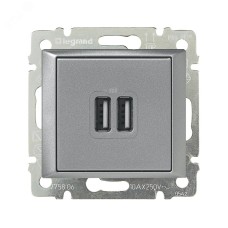 Розетка USB A+A 15Вт алюминий VALENA
