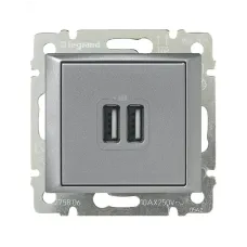 Розетка USB A+A 15Вт алюминий VALENA