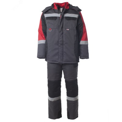 Костюм утеплённый мужской ФОРМУЛА с СОП, c полукомбинезоном темно-серый, 60-62, 120-124, 170-176