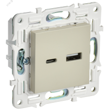 SKANDY Розетка USB A+C 3,1А SK-R14B бежевый IEK