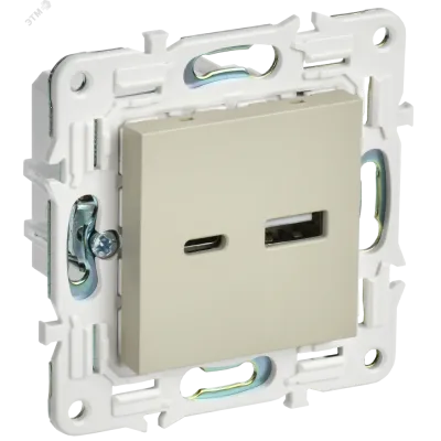 SKANDY Розетка USB A+C 3,1А SK-R14B бежевый IEK