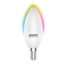 Лампа Gauss Smart Home С37 5W 470lm 2700-6500К Е14 RGBW+изм.цвет.темп.+диммирование LED 1/10/40