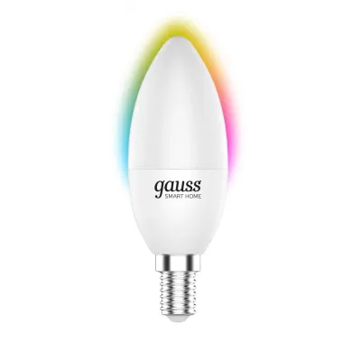 Лампа Gauss Smart Home С37 5W 470lm 2700-6500К Е14 RGBW+изм.цвет.темп.+диммирование LED 1/10/40