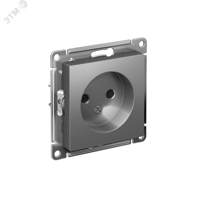 Розетка ATLASDESIGN без заземления со шторками 16А механизм сталь