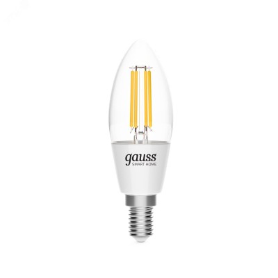 Лампа Gauss Smart Home Filament С35 4,5W 495lm 2700К E14 диммируемая LED 1/10/40