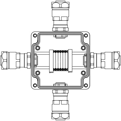 Взрывозащищенная клеммная коробка из полиэстера TBE-P-03 -(6xCBC.2) -1x6018ANP22BKM2SB(A) - 1x6018ANP22BKM2SB(B) - 1x6018ANP22BKM2SB(C) -1x6018ANP22BKM2SB(D)1Ex e IIC Т5 Gb /Ex tb IIIC T95°C Db