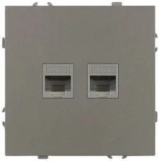 Розетка скрытого монтажа в рамку информационная двойная 2XRJ45 IP20 титан 15-3108-07 Galaxy