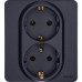 Розетка 2-местная с заземлением без защитных шторок 16А в сборе антрацит INSPIRIA